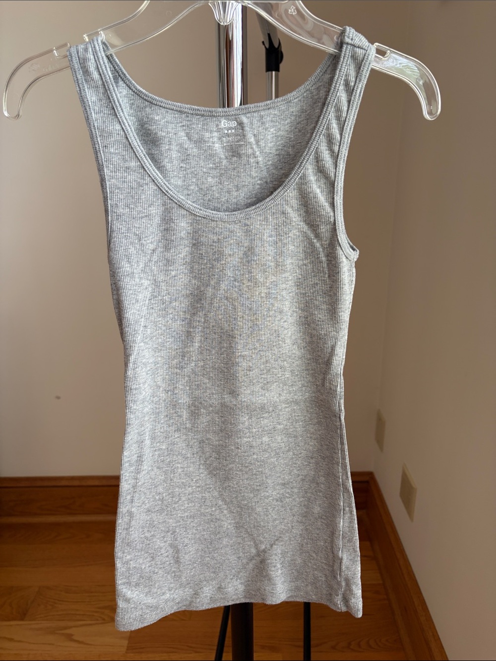 GAP Women's Light Gray Ribbed Tank - Scoop Neck